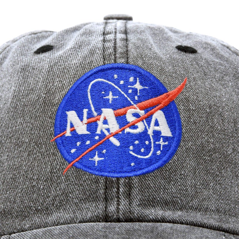 DALIX NASA Embroidered Mens Womens Cotton Dad Hat Baseball Cap Adjustable in Washed Black - Image 2